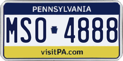 PA license plate MSO4888