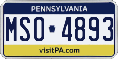 PA license plate MSO4893