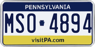 PA license plate MSO4894