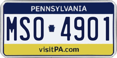 PA license plate MSO4901
