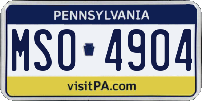 PA license plate MSO4904