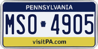 PA license plate MSO4905