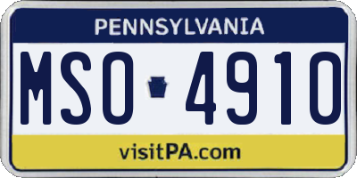 PA license plate MSO4910