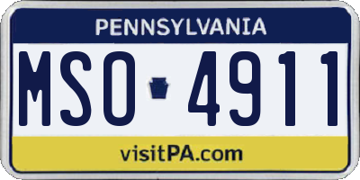 PA license plate MSO4911