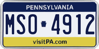 PA license plate MSO4912