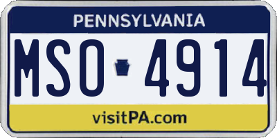PA license plate MSO4914