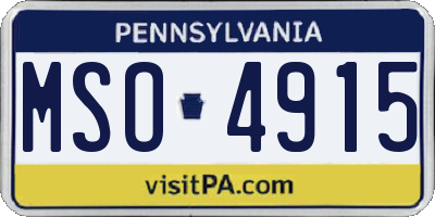 PA license plate MSO4915