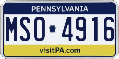 PA license plate MSO4916