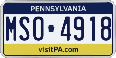 PA license plate MSO4918