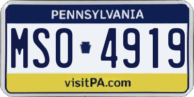 PA license plate MSO4919