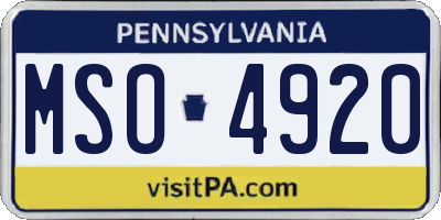 PA license plate MSO4920