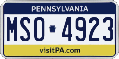 PA license plate MSO4923