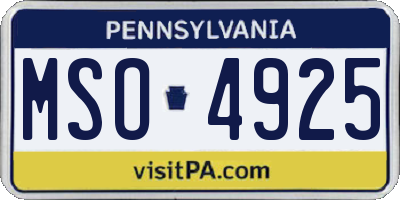 PA license plate MSO4925