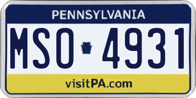 PA license plate MSO4931