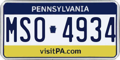 PA license plate MSO4934