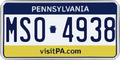 PA license plate MSO4938