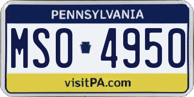 PA license plate MSO4950