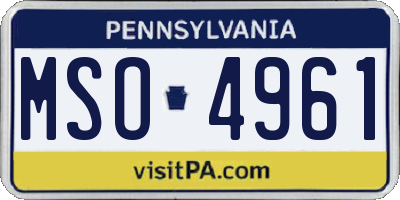 PA license plate MSO4961