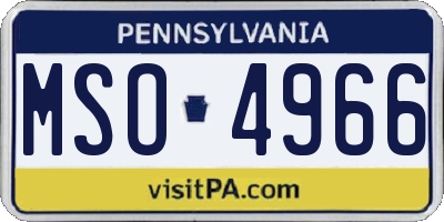 PA license plate MSO4966