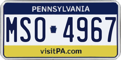 PA license plate MSO4967
