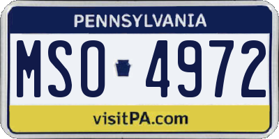 PA license plate MSO4972
