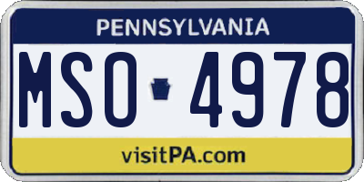 PA license plate MSO4978
