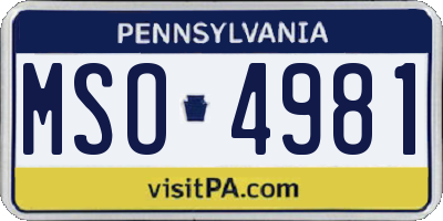 PA license plate MSO4981
