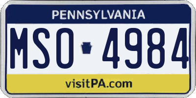 PA license plate MSO4984