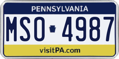 PA license plate MSO4987