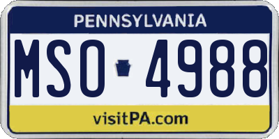 PA license plate MSO4988