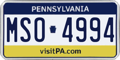 PA license plate MSO4994