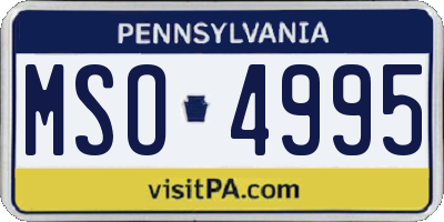 PA license plate MSO4995