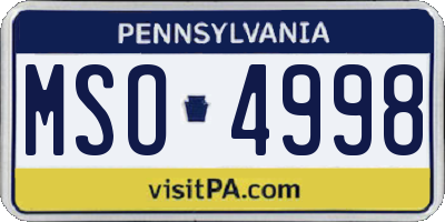 PA license plate MSO4998