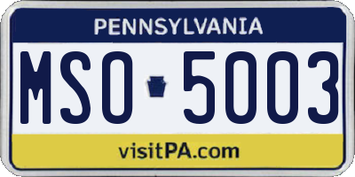 PA license plate MSO5003