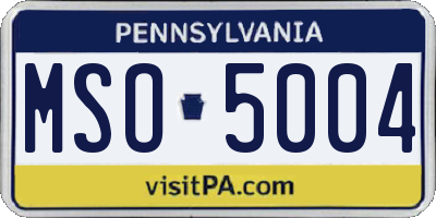 PA license plate MSO5004