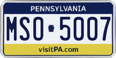 PA license plate MSO5007