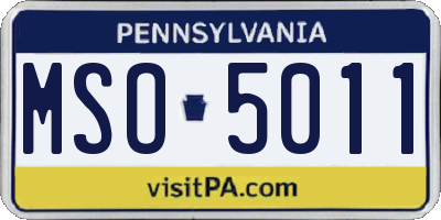 PA license plate MSO5011