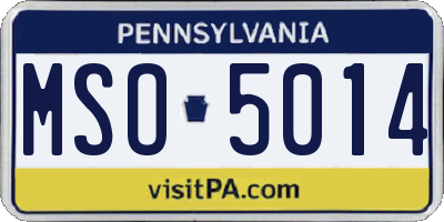 PA license plate MSO5014