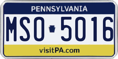 PA license plate MSO5016