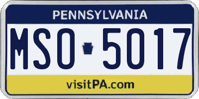 PA license plate MSO5017
