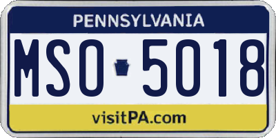 PA license plate MSO5018