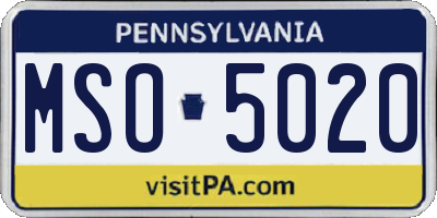 PA license plate MSO5020