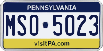 PA license plate MSO5023