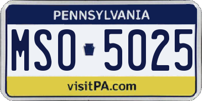 PA license plate MSO5025