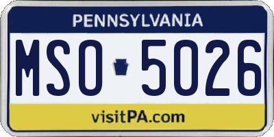 PA license plate MSO5026