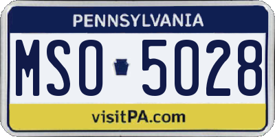 PA license plate MSO5028