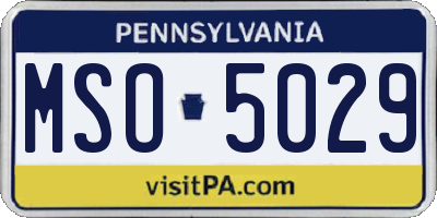 PA license plate MSO5029