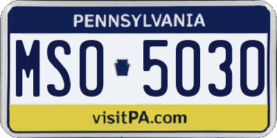 PA license plate MSO5030