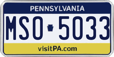 PA license plate MSO5033
