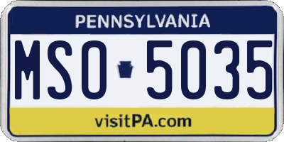 PA license plate MSO5035